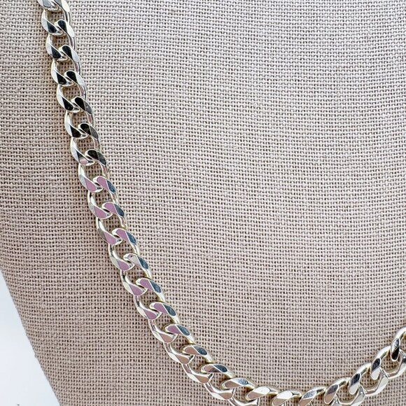 VTG Sterling Silver 925 Heavy Curb Link Chain Necklace Size 24" Length - Picture 4 of 12